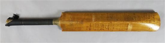 A Wally Hammonds World Test Record cricket bat, 4.5in.